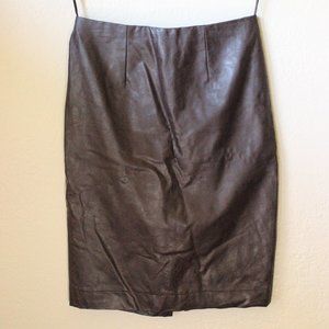 *SALE! 2/$22 or 3/$30* Faux Leather Brown Pencil Skirt Kick Pleat Women Size 4